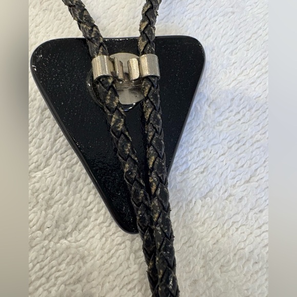 Dichroic Glass Black Triangle Bolo Tie Western Statement Necklace - Picture 4 of 6